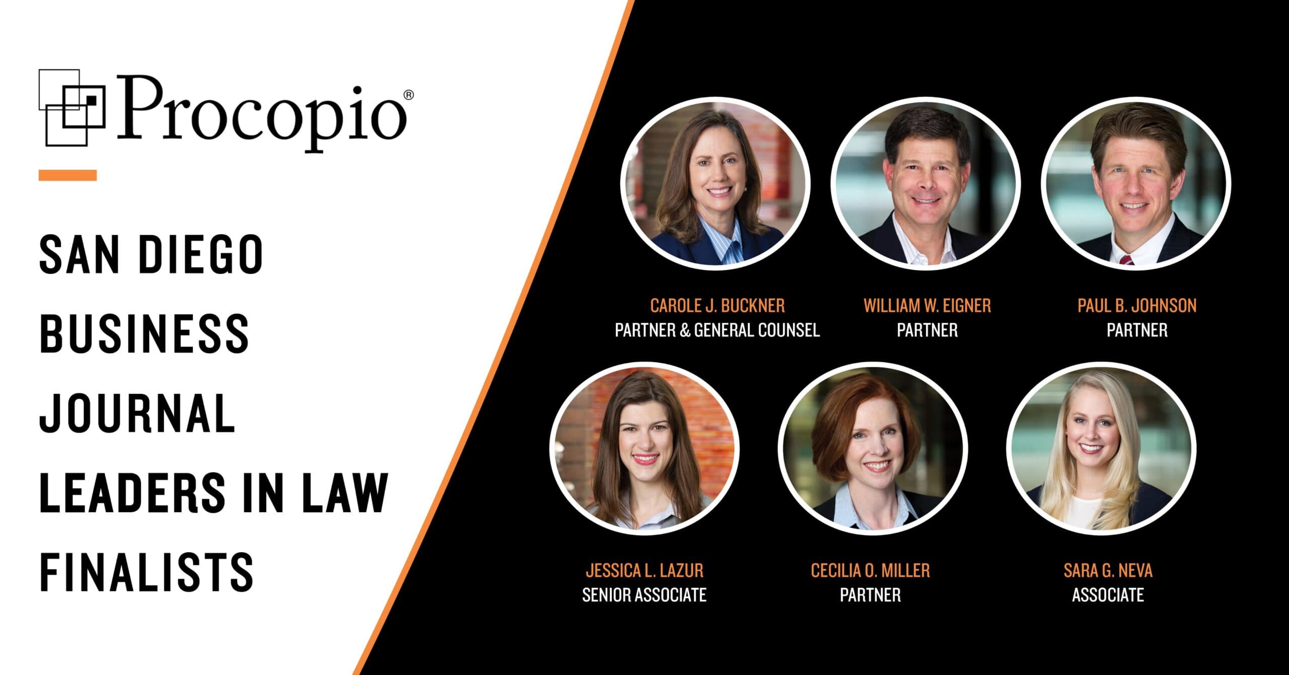 6 Procopio Attorneys Named San Diego Business Journal Leaders in Law Finalists