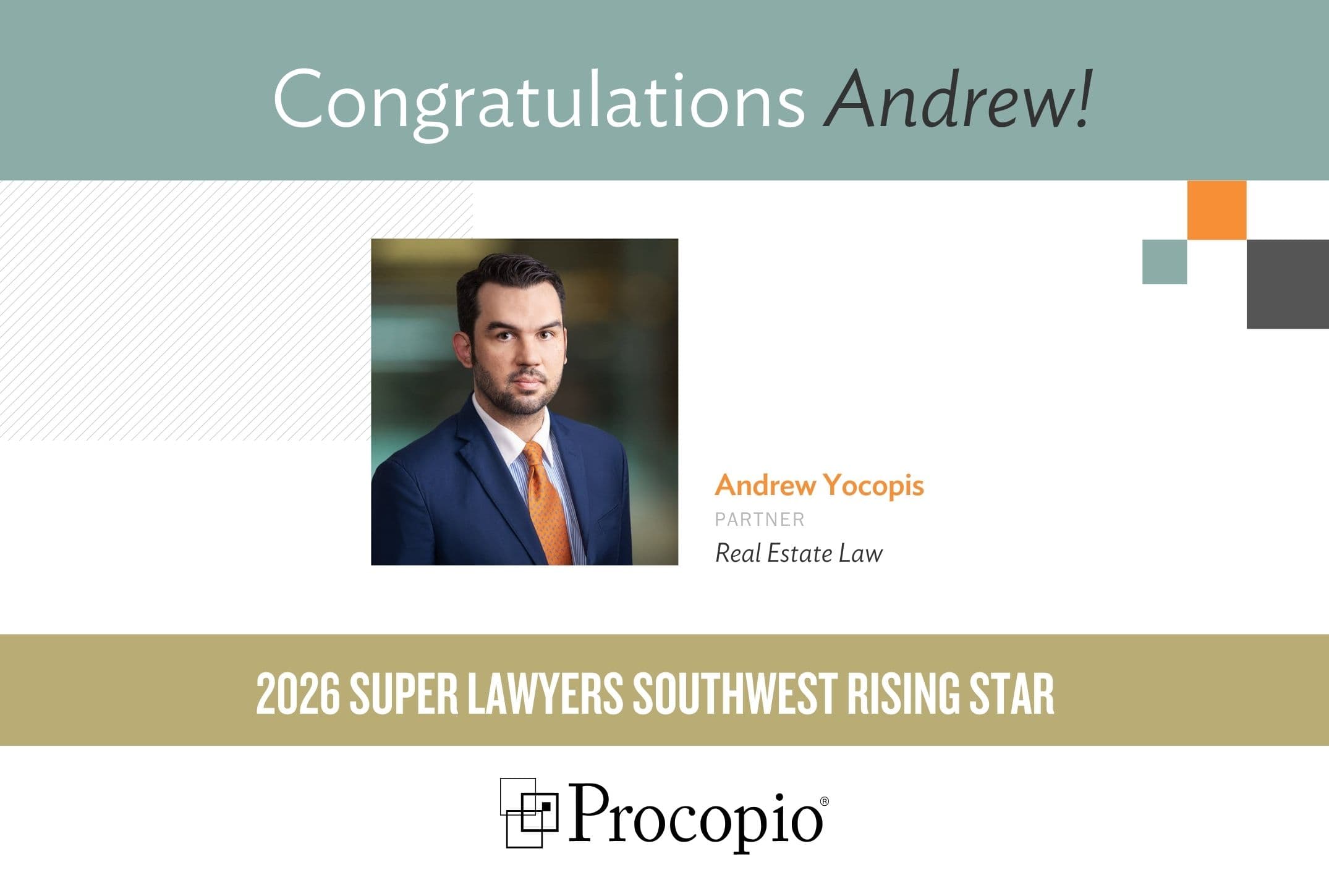 Real Estate Partner Andrew Yocopis Recognized by Super Lawyers for Seventh Straight Year