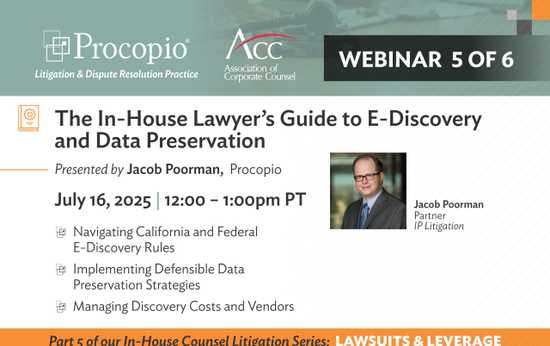The In-House Lawyer’s Guide to E-Discovery and Dispute Resolution: Lawsuits and Leverage Series