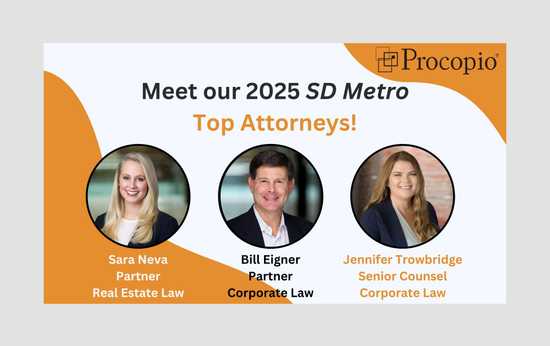 3 Procopio Attorneys Named to 2025 San Diego Top Attorneys List